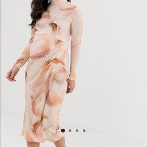 Maternity Feather Smudge Print Slinky Bodycon